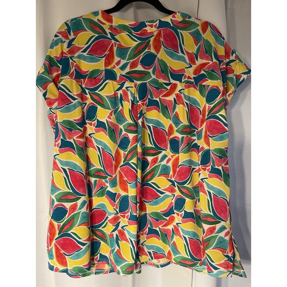Dear Scarlett Plus Size Women's Top Blouse 3X Yellow Blue Green Pink NWT - Picture 2 of 4